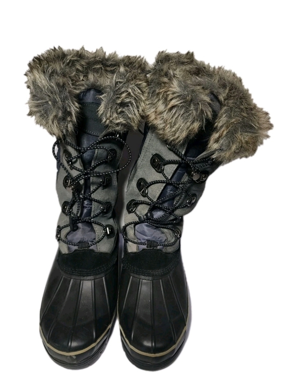 Lands End Winter Boots Women's Size 10 B Gray Black Insulated Tall Snow Boot